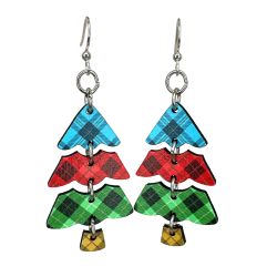 Plaid Christmas Tree Earrings