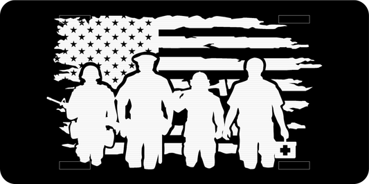 American Flag with First Responders