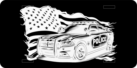 American Flag with Police Car