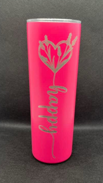 'Happy' Skinny Tumbler