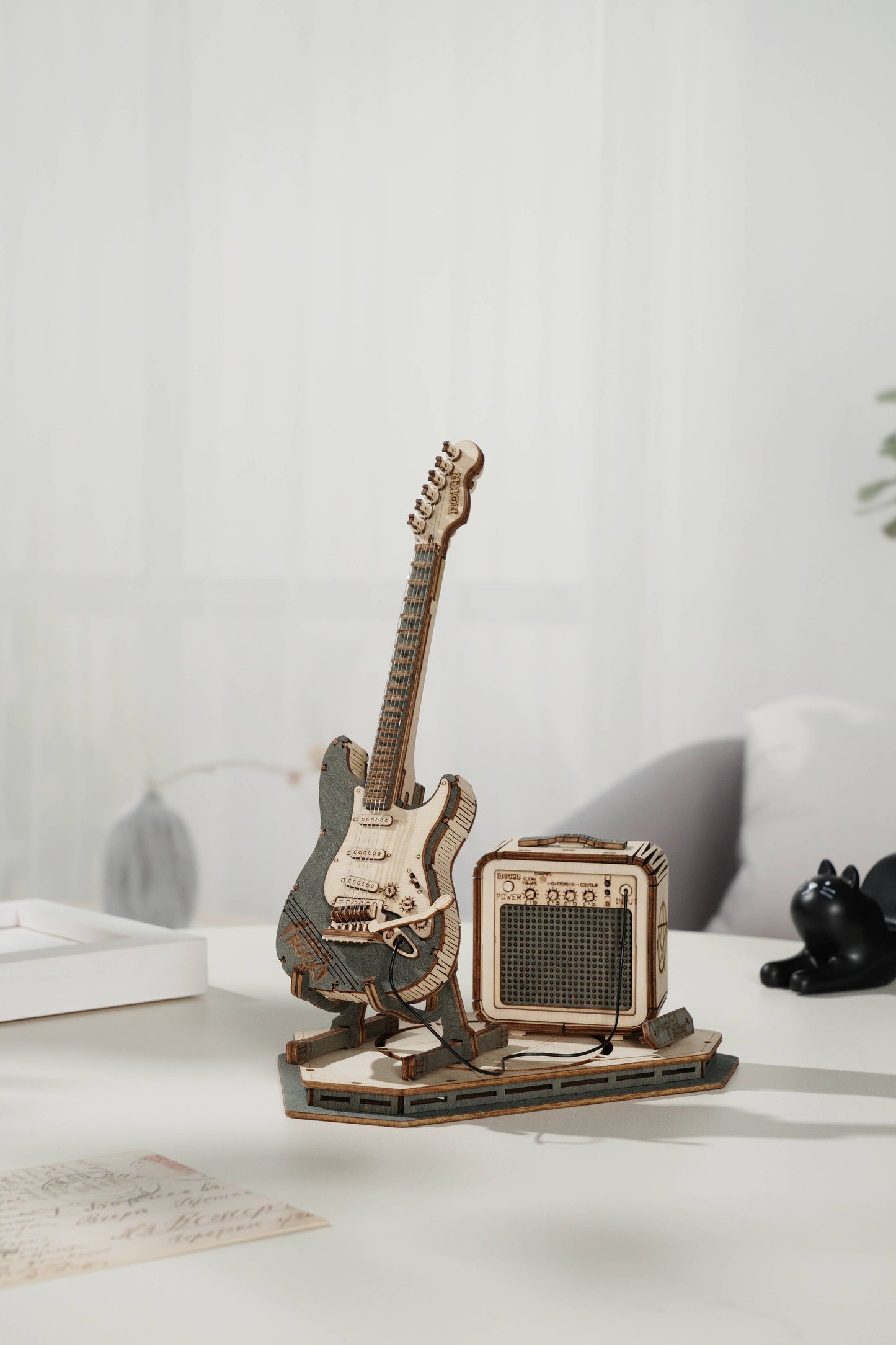 3D Laser Cut Wooden Puzzle: Electric Guitar