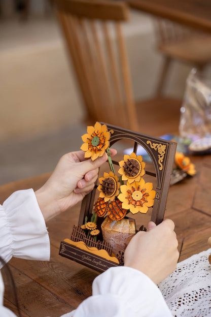 3D Wooden Puzzle: Golden Sunflower