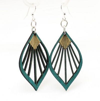Fan Leaf Palm Earrings - Teal