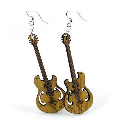 Electric Guitar Earrings - brown