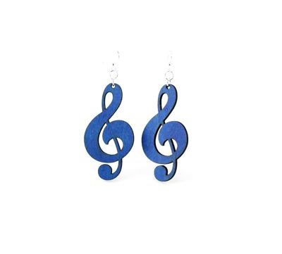 Treble Clef Earrings - Black Satin
