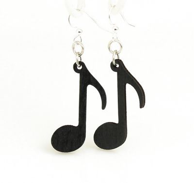 Music Note Earrings - Black
