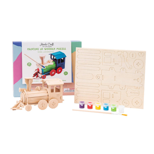3D Wooden Puzzle with Paint Kit: Locomotive