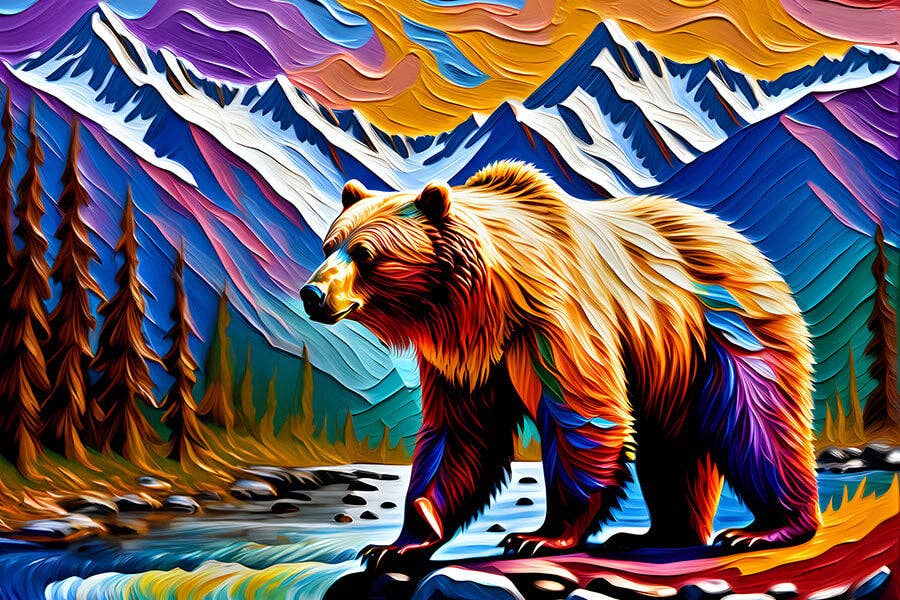 Colorful Bear - Grizzly mountain jigsaw puzzle cub gift him