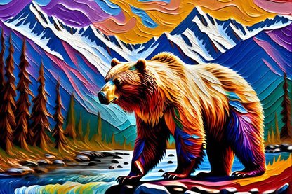 Colorful Bear - Grizzly mountain jigsaw puzzle cub gift him