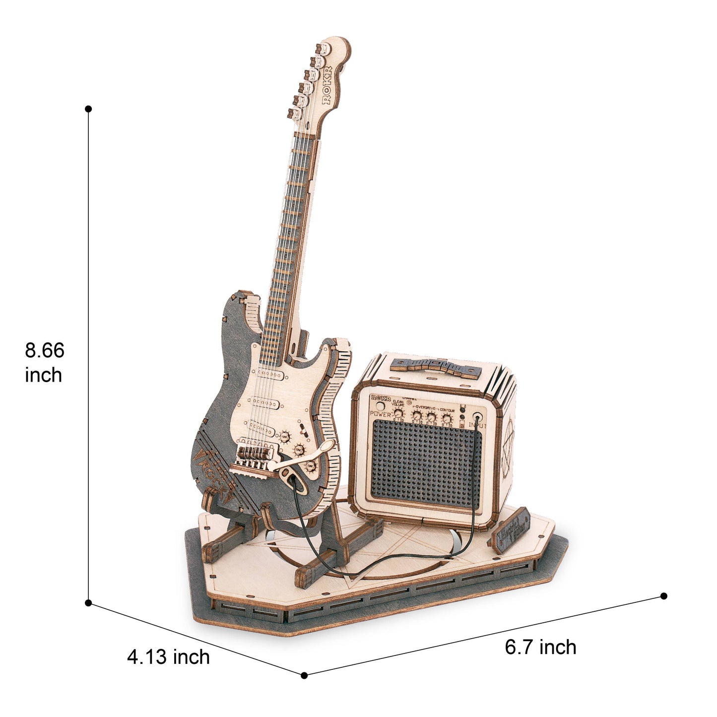 3D Laser Cut Wooden Puzzle: Electric Guitar