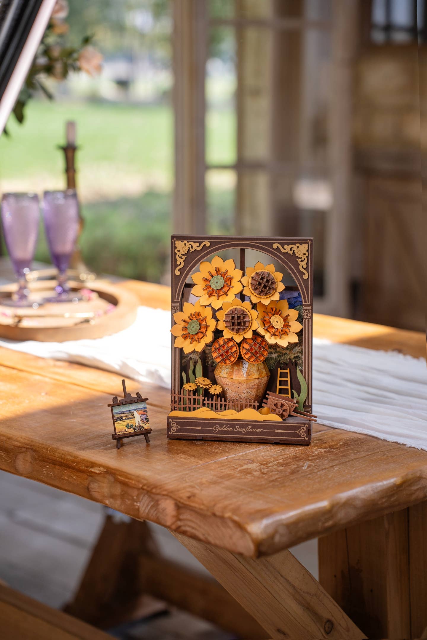 3D Wooden Puzzle: Golden Sunflower