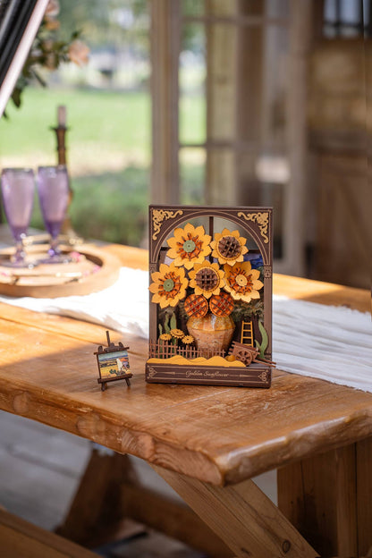 3D Wooden Puzzle: Golden Sunflower