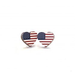 Flag Heart Stud Earrings
