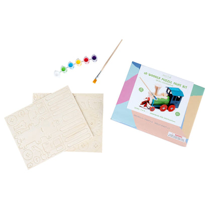 3D Wooden Puzzle with Paint Kit: Locomotive