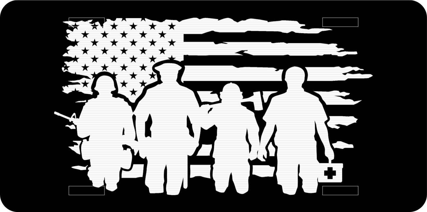 American Flag with First Responders