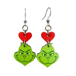 Green Curmudgeon heart Earrings